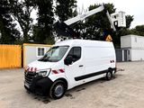 a white van with a crane on top of it