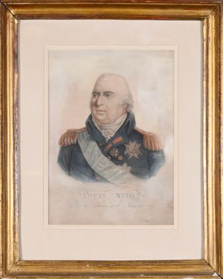 un vieux tableau représentant un homme en uniforme militaire, dans un cadre doré