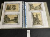an open book with pictures of buildings and people on it