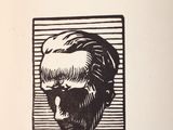 drawing of a man ' s head with a beard and a mustache