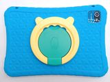 a blue and yellow case with a yellow ring on it