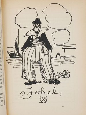 un vieux livre sur lequel figure le dessin d'un homme coiffé d'un haut-de-forme