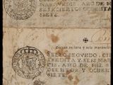 a close up of a piece of paper with a stamp on it