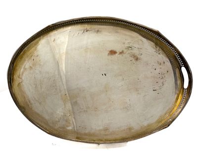 Important plateau de service ou surtout de table ovale en mé…