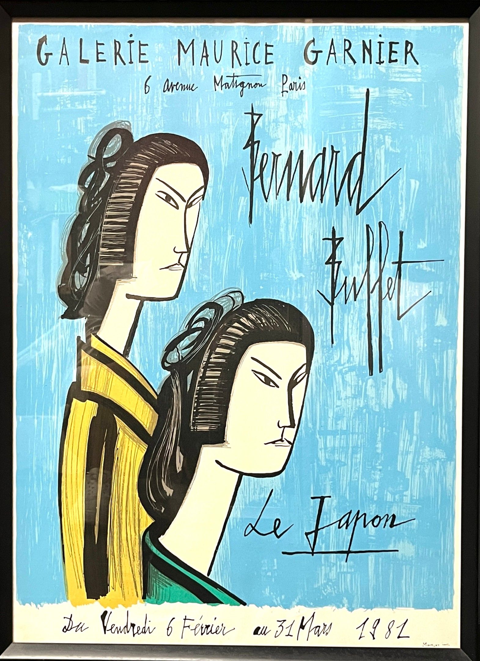 D'après Bernard BUFFET (1928-1999). Affiche lithographiée d'exposition "Galerie Maurice Garnier, 6 Avenue Matignon Pa...