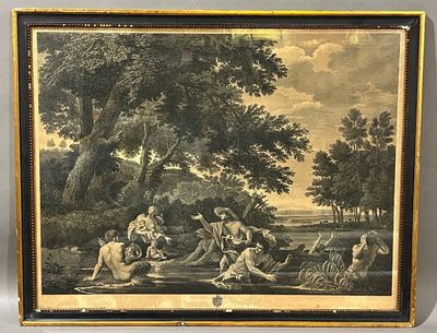 an old picture of a group of people in a boat on a river