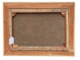 an old picture frame with a piece of paper taped to it