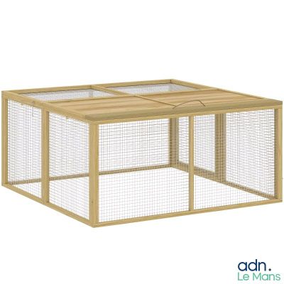 une image représentant une cage en bois et en fil de fer, surmontée d'un couvercle en verre