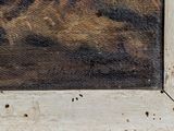 an image of a painting of a mountain scene with a bird in the foreground
