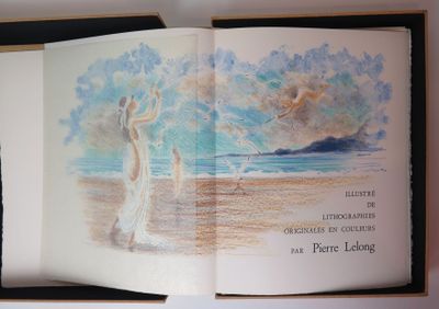 an open book with a picture of a woman on the beach