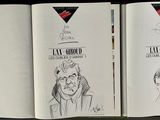 two pages of a book with drawings of people on them