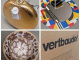 several pictures of various items that include a bowl, a plate, and a lamp