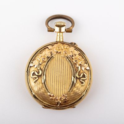 Montre de col, double boitier or 18K Poids brut : 18. - Photo 1