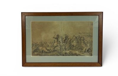 an old picture of a group of men riding horses in a field