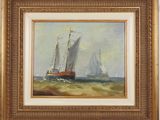 an image of a painting of a sailboat in a body of water