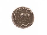 gros plan d'une pièce de monnaie sur laquelle figure un cheval