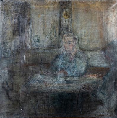 Hervé THIBAULT (né en 1944) Personnage au café