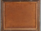 an old wooden picture frame on a wall with a blue background