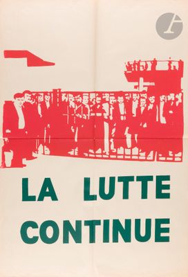 an image of a red and green poster with a train on it