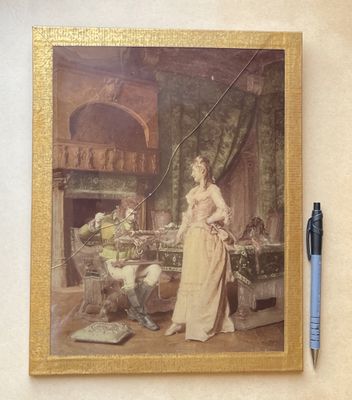 une photo d'un tableau représentant une femme dans une cuisine