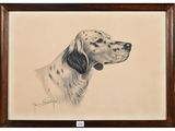 une image représentant un dessin de chien dans un cadre marron