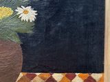 a painting of flowers in a vase on a table