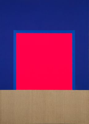 an image of a painting with a red square in the middle