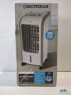 the box of a portable air conditioner sitting on a table