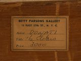 an old wooden box with a label on it that says betty parsons ' s gallery