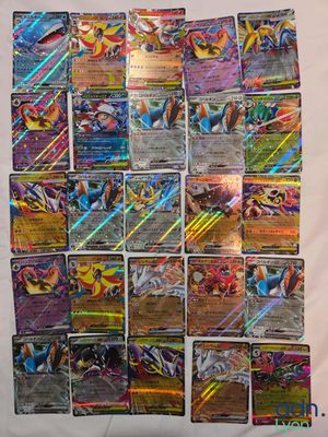 a large collection of pokemon cards on a white background
