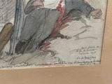 a drawing of a man sitting on the ground next to a fence