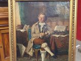 a picture of a painting of a man sitting at a desk