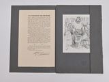 an open book with a drawing of a man and a woman sitting on a bench