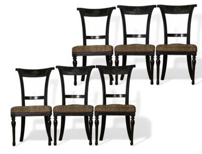 Ensemble de 6 chaises directoires en bois sculpté et teinté … - Photo 1