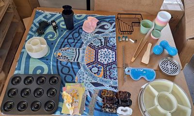 a table that has a bunch of items on it