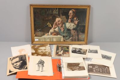 une image représentant une collection de vieilles photos et de cartes postales posées sur une table