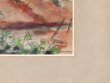 a picture of a drawing of a mountain with a tree in the foreground