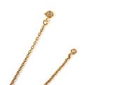 two pieces of gold chain with a single stone on each side