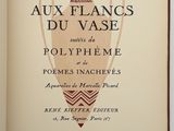 an open book with a picture of a vase on it