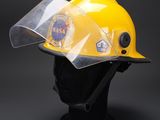 a close up of a yellow hard hat on a mannequin head