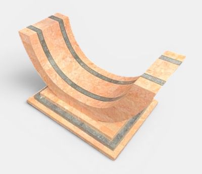 une rampe de skateboard en bois posée sur une surface blanche