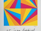 a poster with a picture of a colorful geometric design on it