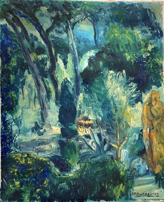 Louis-Charles PINET de GAULADE (1920-2010), Vue d'un parc ar…