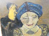 un tableau représentant une femme coiffée d'un turban bleu