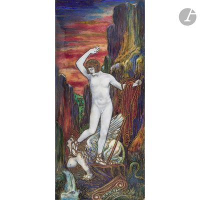 an image of a painting of a man standing on top of a boat