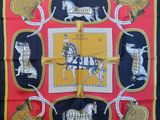 vintage silk scarf with horse and carriage design