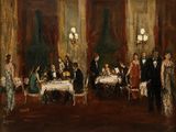 une image d'un tableau représentant un groupe de personnes assises autour d'une table