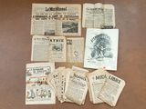 many old newspapers on the table with old pictures