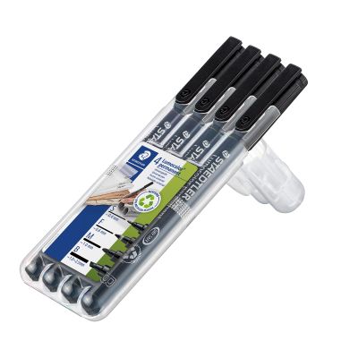 STAEDTLER - Étui de 4 feutres permanents noirs - Pointes ass…
