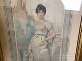 painting of a woman in a white dress holding a cane
